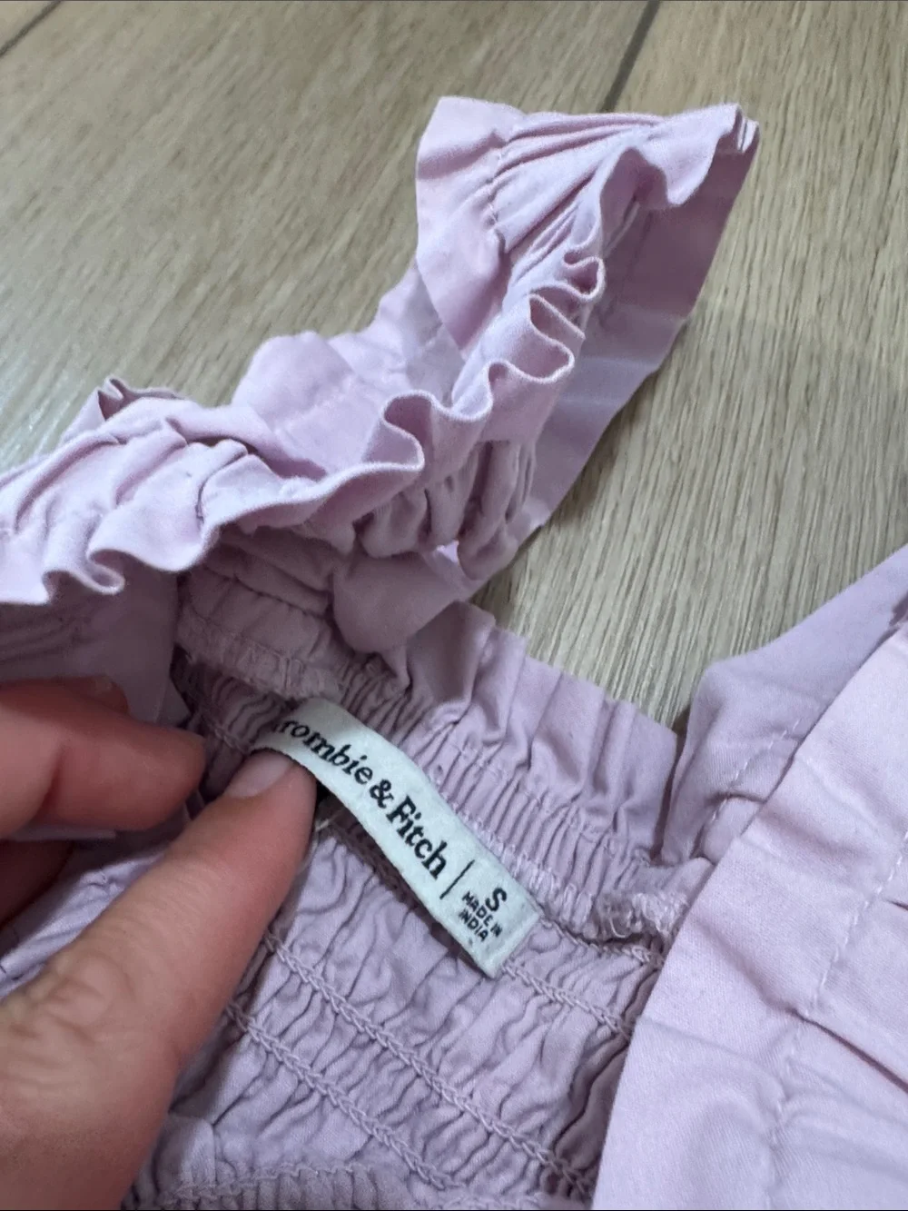 ABERCROMBIE & FITCH Smocked Bodice Easy Maxi Tiered Dress Sz S  Lavender